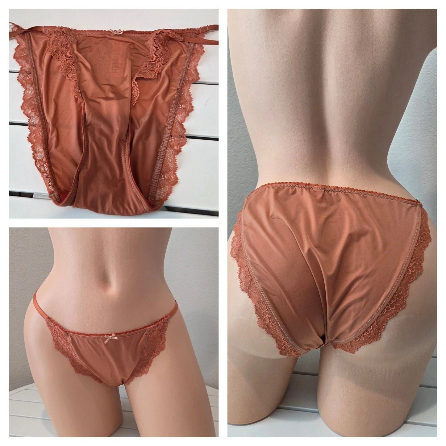 Victoria's Secret Dream Angels Smooth Shiny String Bikini Panty Burnt Orange 8