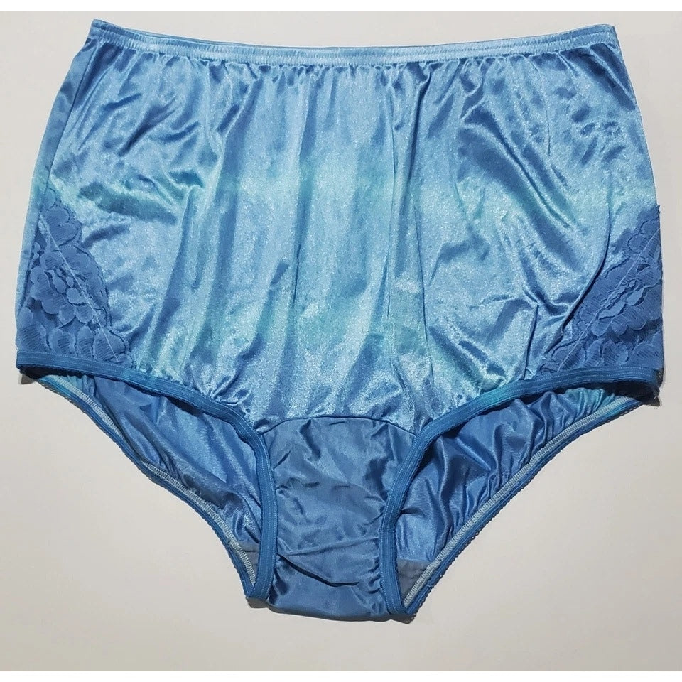 Vanity Fair Lace Nouveau Nylon Full Cut Panty Rainbow Shift Sky Blue On Blue 7/L