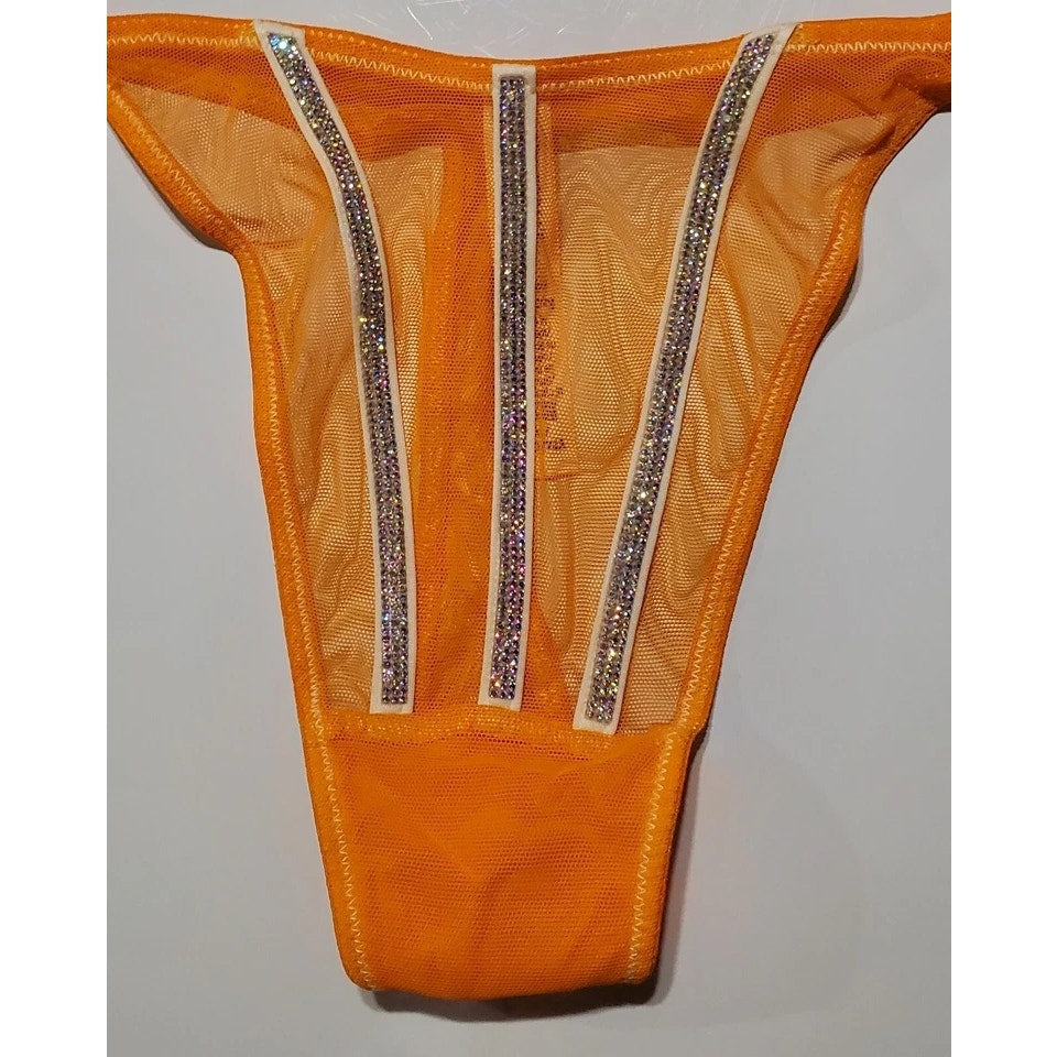 Victoria's Secret Very Sexy Shine Strap Thong Panty Semi Sheer Ecstasy Orange 6