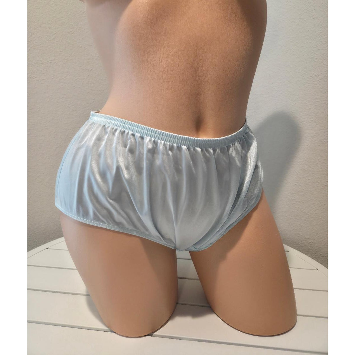 Shadowline 11032 Bikini Panty Shiny Nylon Full Cut Silky Clear Blue 9/2XL