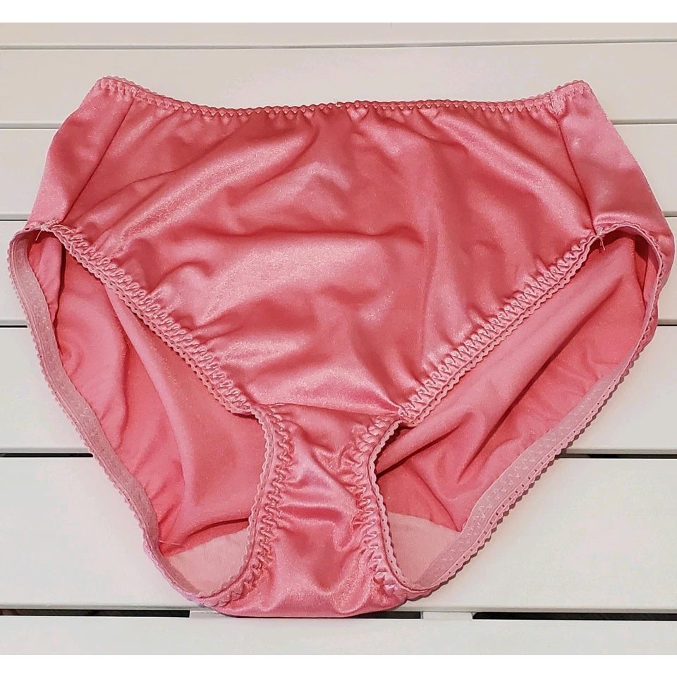Vanity Fair 48301 Shiny Nylon Satin Stretch Hi Cut Brief Panty Pink Baby Doll