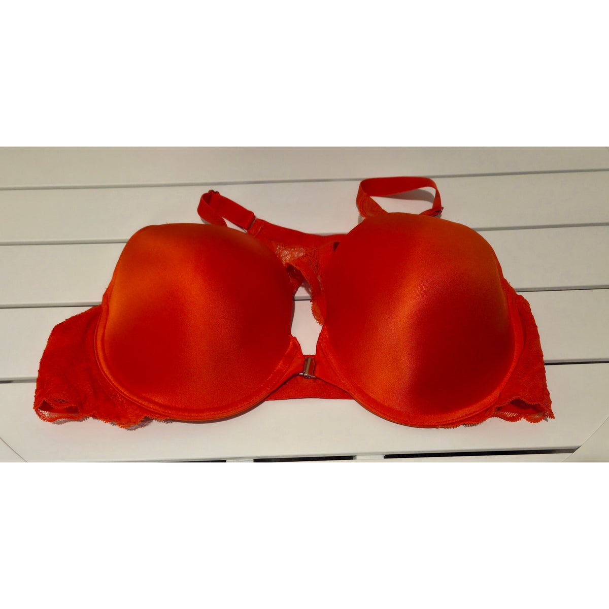 Frederick's of Hollywood Lace Push Up Bra Front Close Racerback Orange 40C