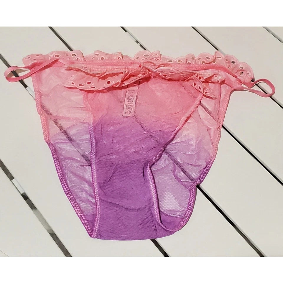 Victoria's Secret Dream Angels String Bikini Sheer Ombre Unicorn Pink Purple 7/L