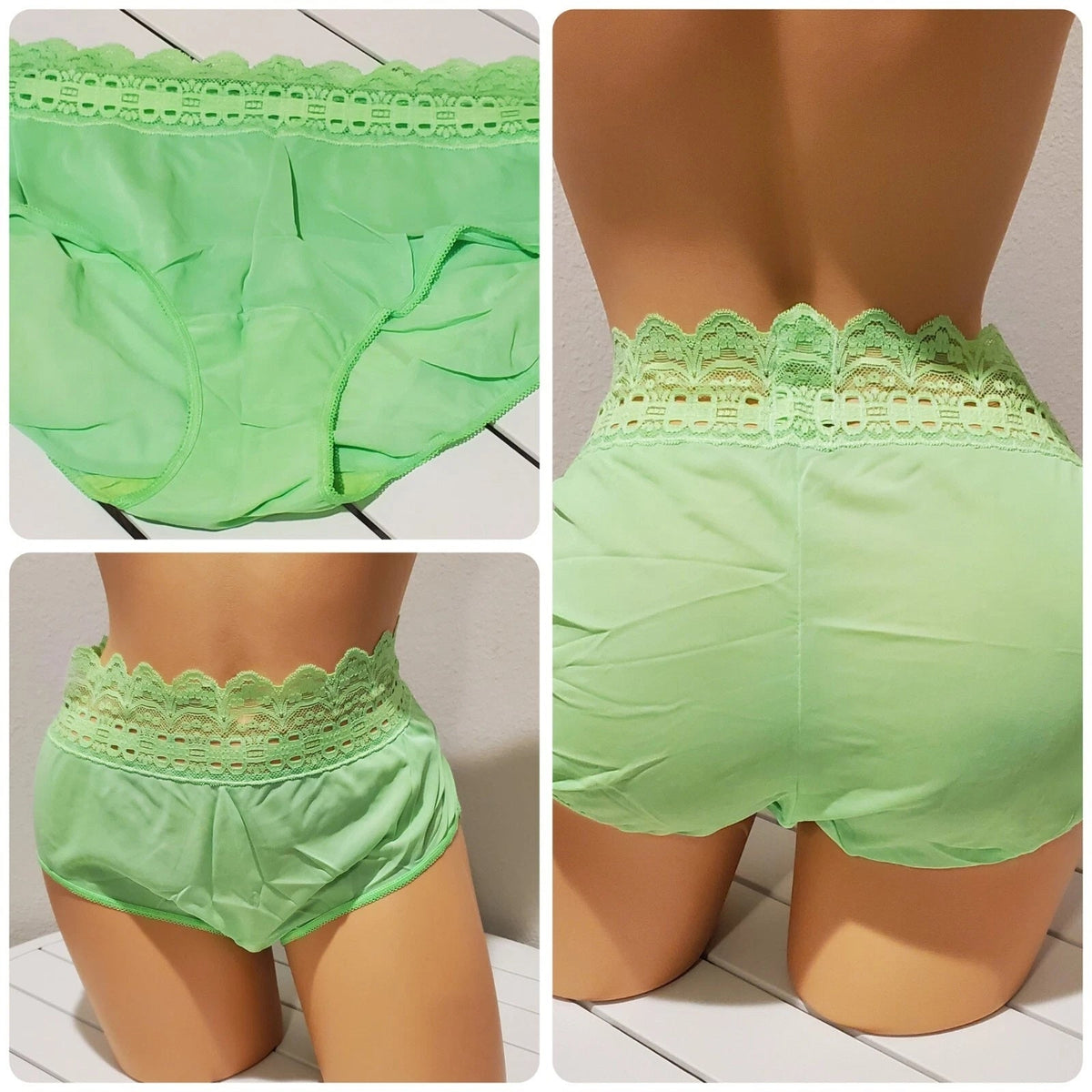 Olga Secret Hug Full Coverage Brief Panty Nylon Silky Poison Apple Green