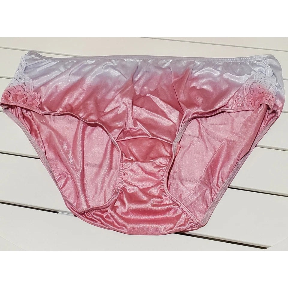 Shadowline 11182 Lace Bikini Panty Nylon Silver Chrome Diety Pink Static 10/3XL