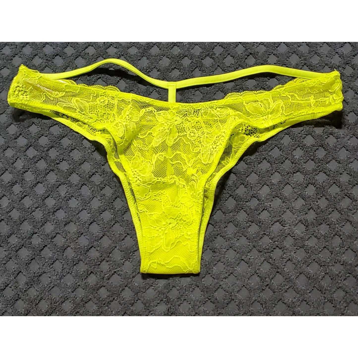Victoria's Secret Shine Brazilian Panty All Lace Y-Back Strap Bright Green 6/M