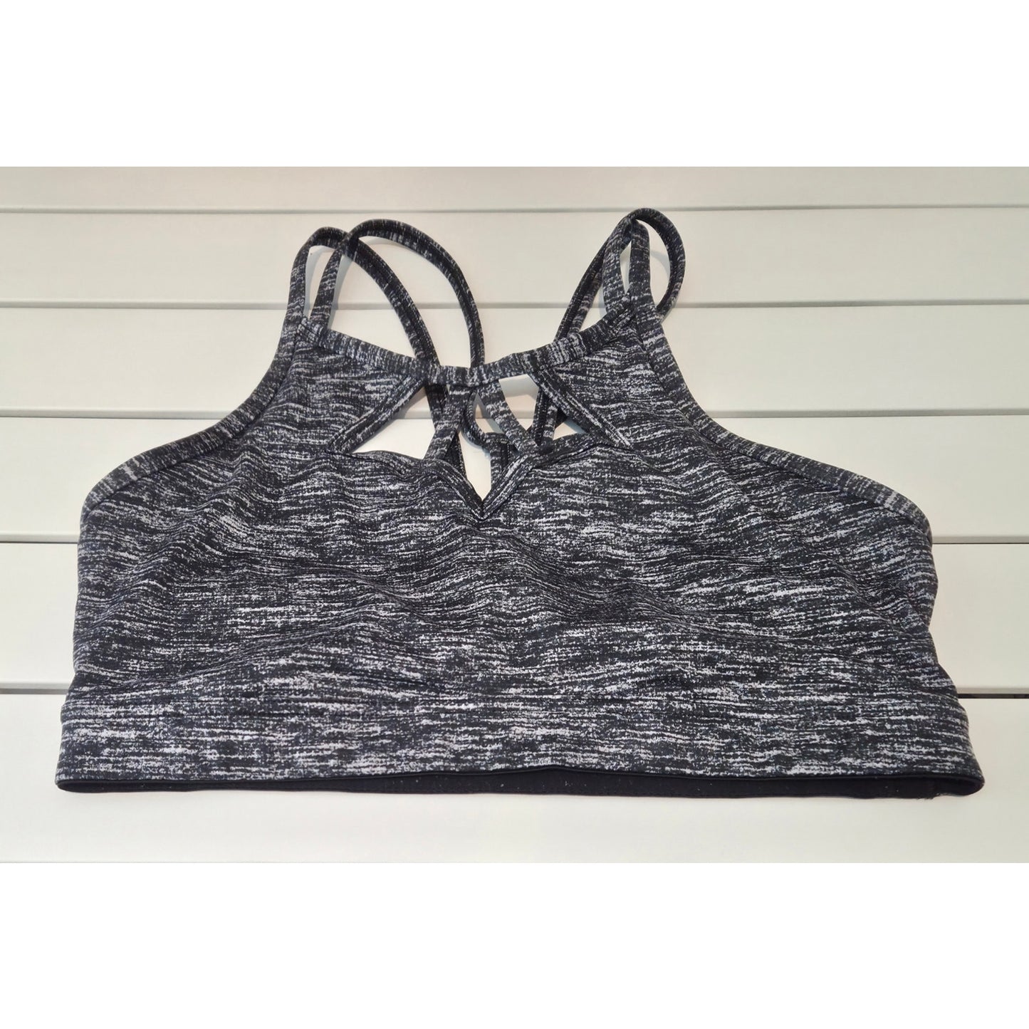 Victoria's Secret Sports Bra Marl Gray Black White Logo Sz S Discontinued