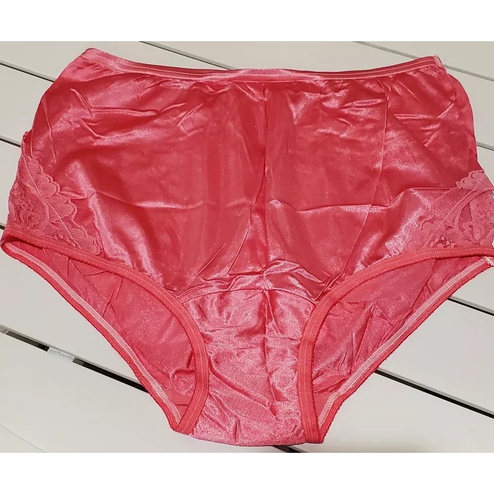 Vanity Fair Lace Nouveau Nylon Full Cut Panty Lace Shiny Ice Pink - Star Vintage & More