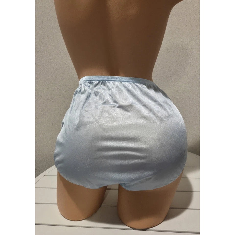 Shadowline 11032 Bikini Panty Shiny Nylon Full Cut Silky Baby Blue