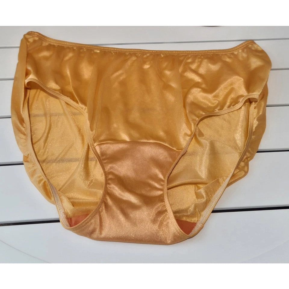 Shadowline 11032 Bikini Panty Shiny Nylon Full Cut Silky Tango Orange 10/3XL