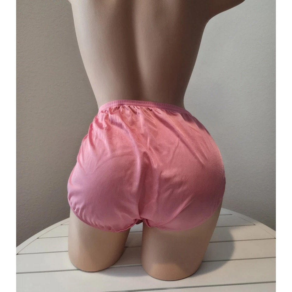 Shadowline 11032 Bikini Panty Shiny Nylon Full Cut Silky Pink Flash 10/3XL