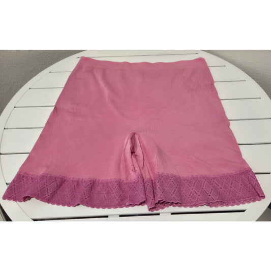 Breezies Vintage Rayon Nylon Blend Pettipants Lace Trim Hot Pink 3XL Rare Color Star Vintage And More LLC