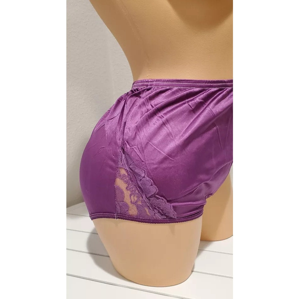 Vanity Fair Lace Nouveau Nylon Full Cut Panty Lace Shiny Queen Purple