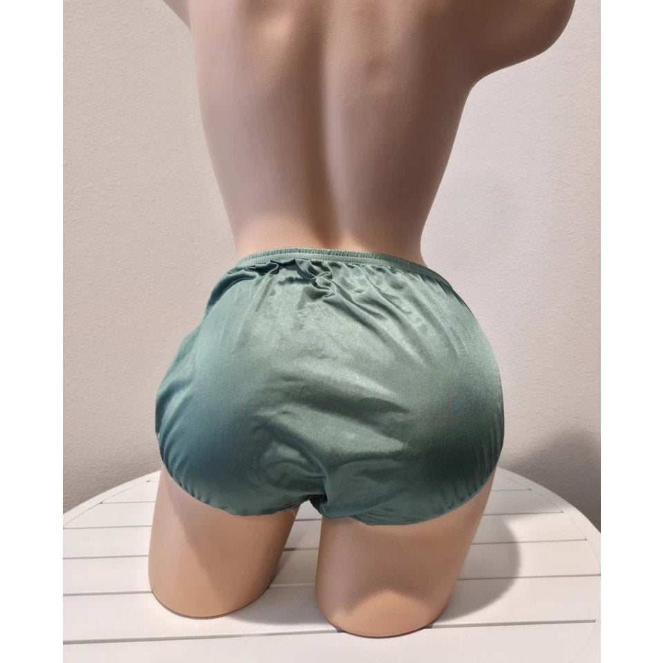 Shadowline 11032 Bikini Panty Shiny Nylon Full Cut Silky Forest Green