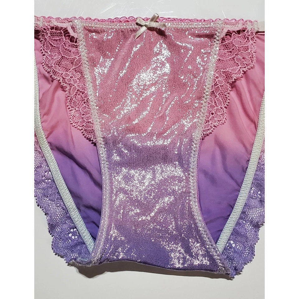 Victoria's Secret Dream Angels String Bikini Panty Shiny Ombre Cotton Candy XS