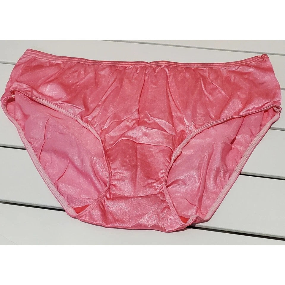 Shadowline 11032 Bikini Panty Shiny Nylon Full Cut Silky Miss New Pink 7/L