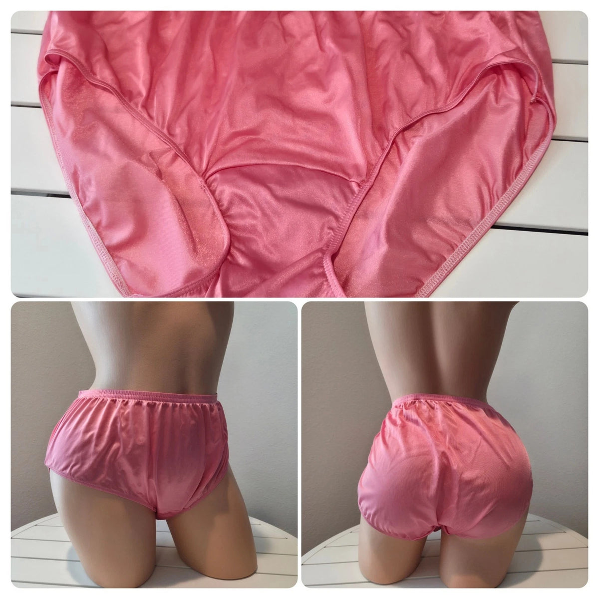 Shadowline 11032 Bikini Panty Shiny Nylon Full Cut Silky Pink Flash 10/3XL