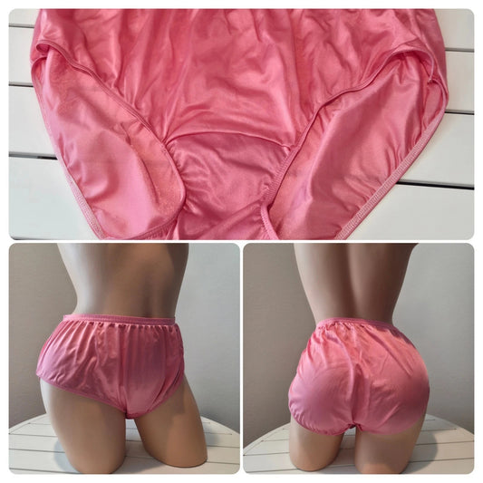 Shadowline 11032 Bikini Panty Shiny Nylon Full Cut Silky Pink Flash 10/3XL - Star Vintage & More Star Vintage And More LLC