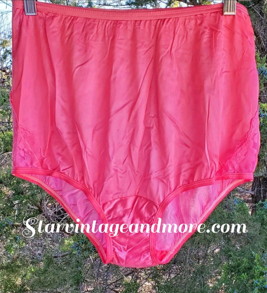 Vanity Fair LACE Nouveau Nylon Granny Panty Shiny Ice Pink - Star Vintage & More Star Vintage & More