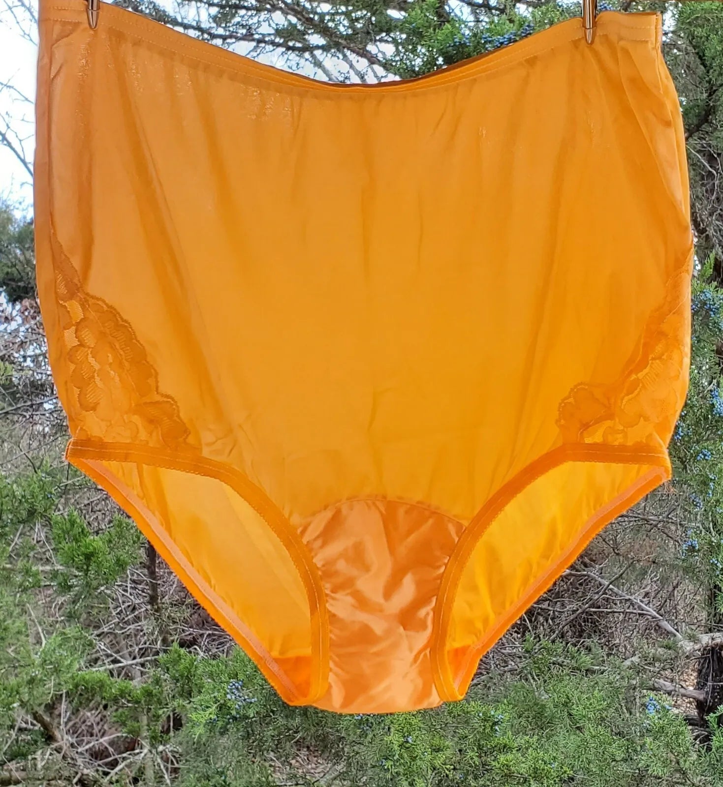 Vanity Fair Granny Panty LACE Nouveau Silky Nylon Ecstasy Orange - Star Vintage & More