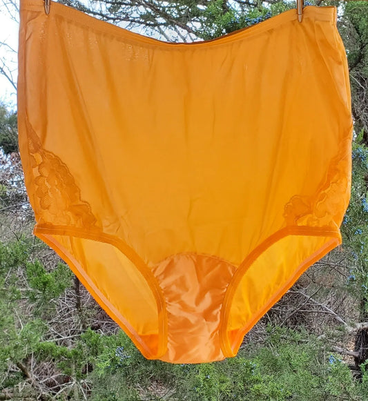 Vanity Fair Granny Panty LACE Nouveau Silky Nylon Ecstasy Orange - Star Vintage & More Star Vintage & More