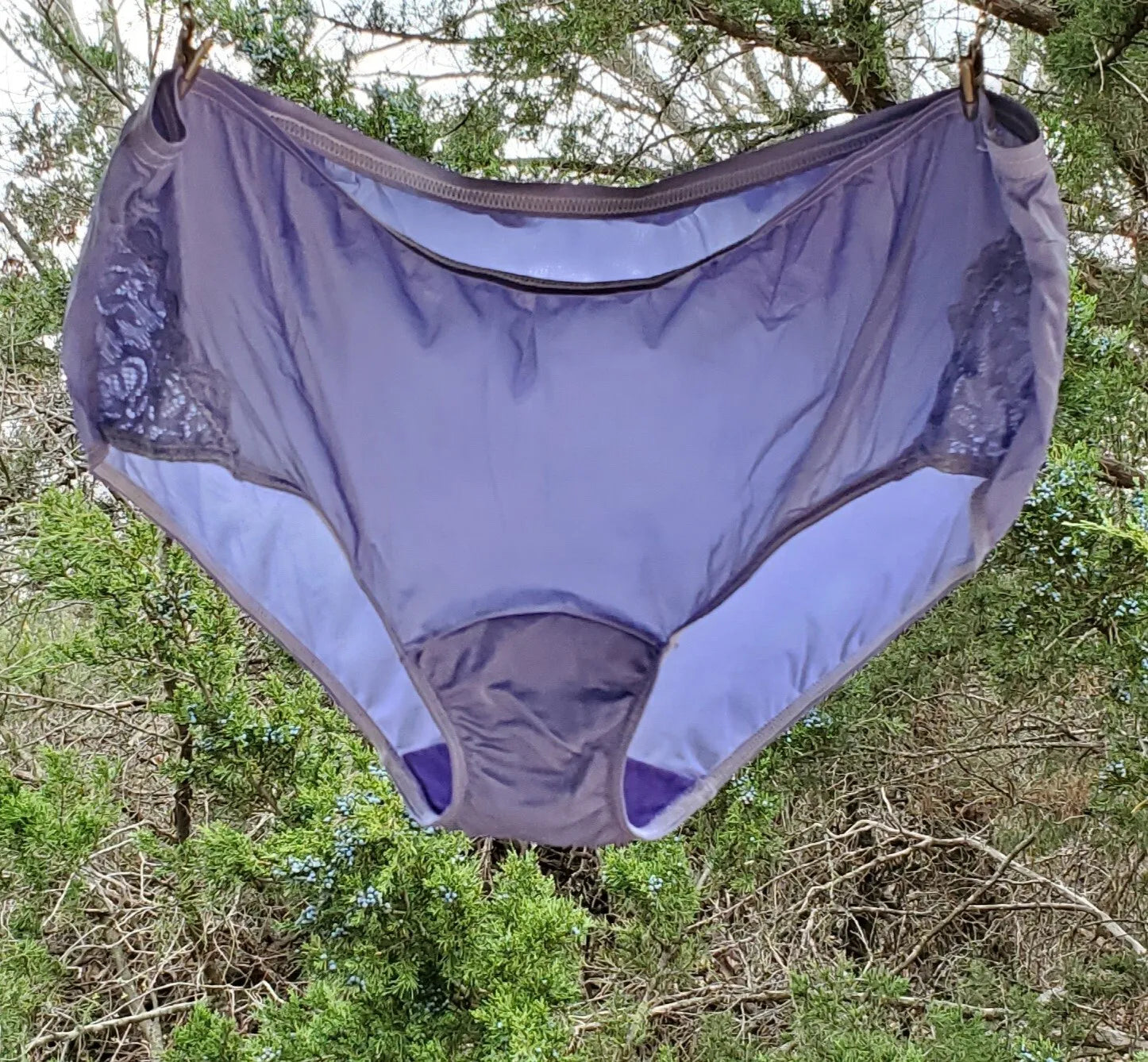 Shadowline Bikini Sissy Panty Floral LACE Nylon PURPLE Jasmine 11182 - Star Vintage & More