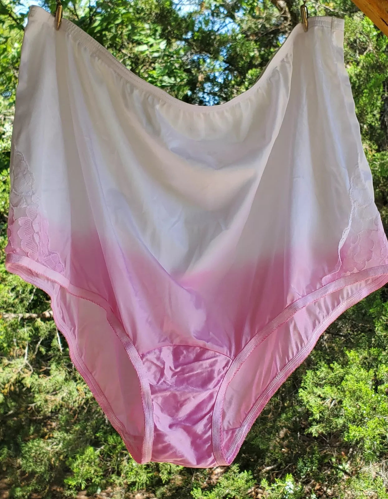 Vanity Fair LACE Nouveau Shiny Nylon Panty Ombre Princess PINK - Star Vintage & More