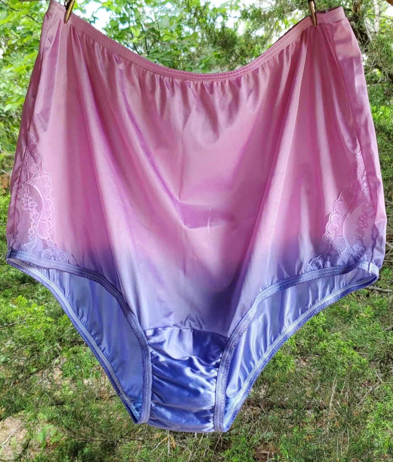 Vanity Fair LACE Nouveau Shiny Nylon Ombre Blueberry Pink Blue - Star Vintage & More