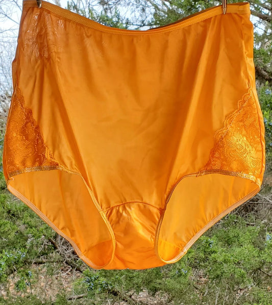 Shadowline Floral LACE Panty Silky Nylon ORANGE Naranja 17082 - Star Vintage & More Star Vintage & More