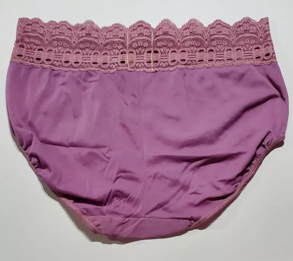 Olga Secret Hug Bikini Panty Lace Trim PURPLE Bloom 0913J3