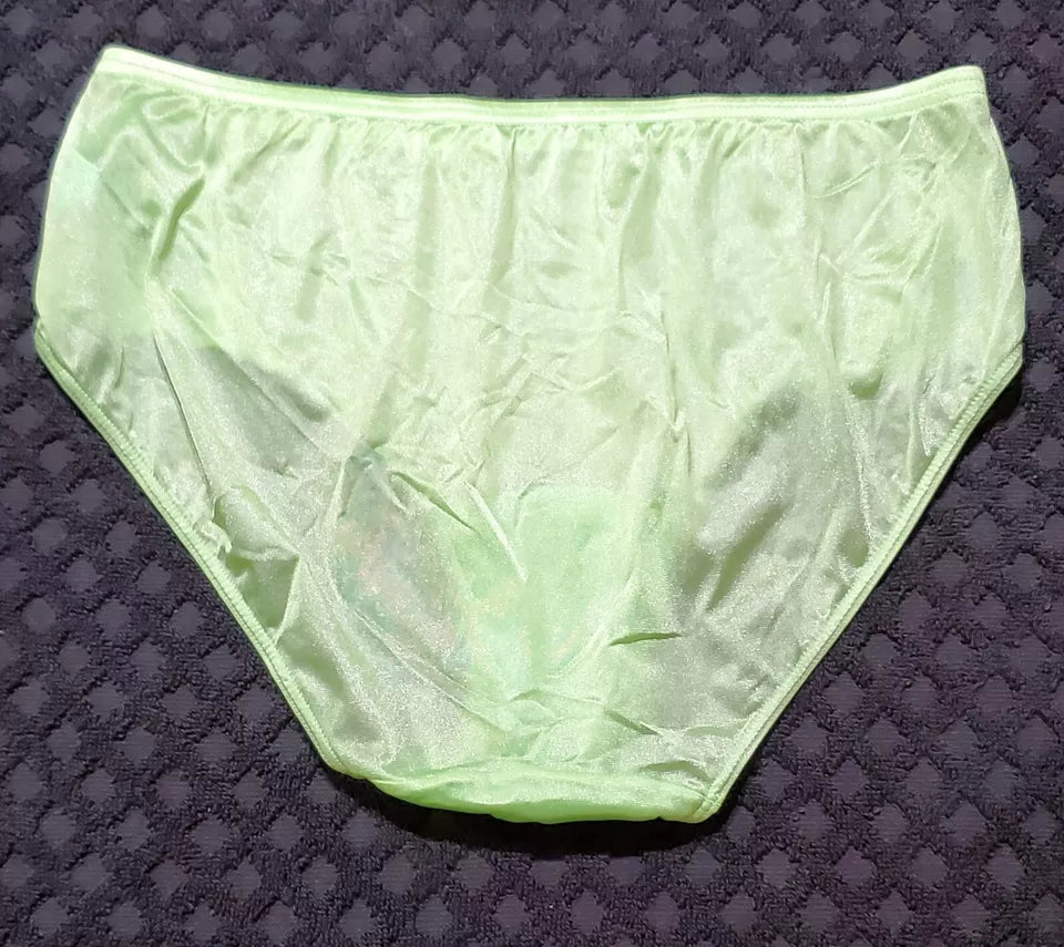 Shadowline Bikini Panty Floral LACE Shiny Nylon GREEN Lime Lust 11182 - Star Vintage & More