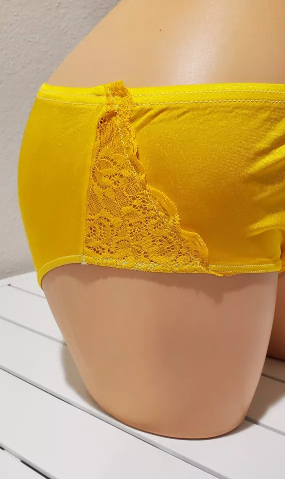 Shadowline Nylon Bikini Panty Lace YELLOW Sun Goddess 11182