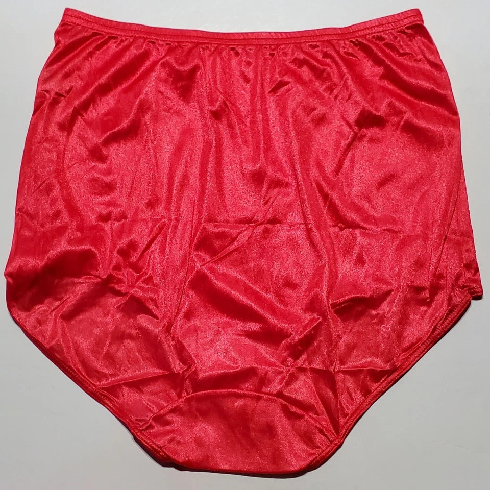 Shadowline 17032 Full Cut Brief Shiny Nylon Full Coverage Panty Red Colors