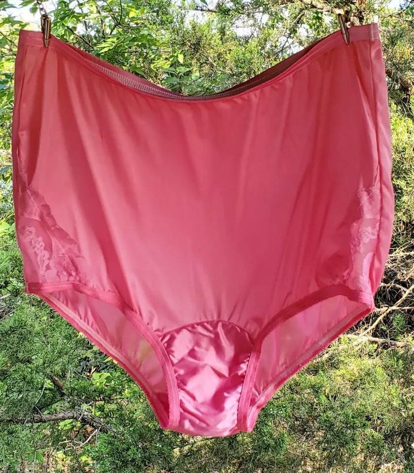 Vanity Fair LACE Nouveau Panty Shiny Silky Nylon Magic PINK - Star Vintage & More