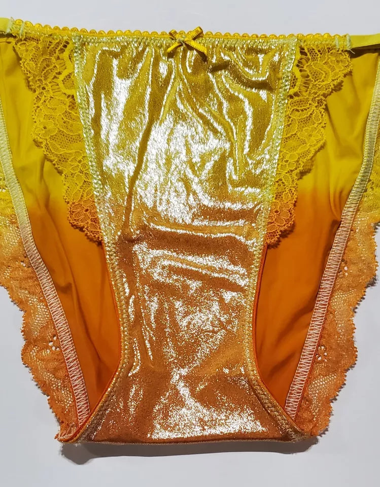 Victorias Secret Dream Angels Bikini Shiny LACE OMBRE Caliente Yellow Orange - Star Vintage & More