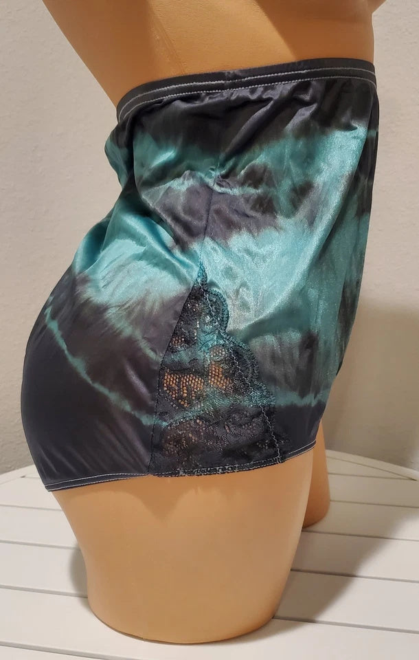 Shadowline 17082 Full Cut Brief Nylon Lace Full Cut Panty Rainbow Teal Blue 9/2X